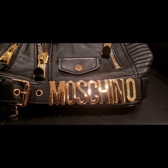 SOLD Moschino Biker Jacket Leather Backpack - Picture 6 of 7